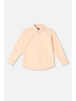 Allen Solly - Boys Cotton Textured Collar Neck Regular Fit Peach Shirt