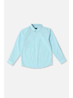 Allen Solly - Boys Cotton Textured Collar Neck Regular Fit Light Blue Shirt