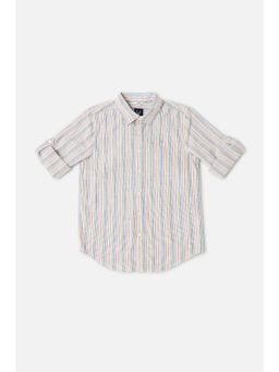 Allen Solly - Boys Cotton Stripes Collar Neck Slim Fit Multi-Color Shirt