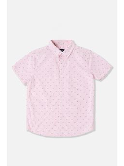 Allen Solly - Boys Cotton Printed Collar Neck Regular Fit Pink Shirt