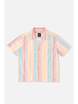 Allen Solly - Boys Cotton Stripes Collar Neck Regular Fit Multi-Color Shirt