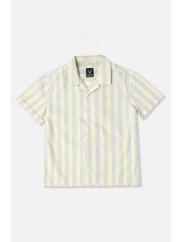Allen Solly - Boys Cotton Blend Stripes Collar Neck Regular Fit Beige Shirt