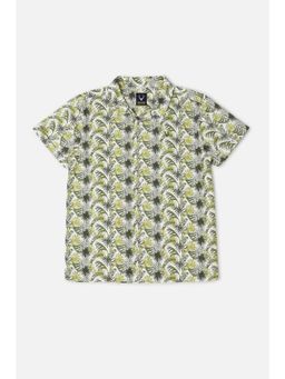 Allen Solly - Boys Cotton Printed Collar Neck Regular Fit Olive Shirt