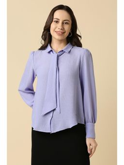 Allen Solly - Women Polyester Textured Collar Neck Regular Fit Purple Shirt