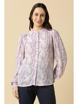 Allen Solly - Women Rayon Floral Crew Neck Regular Fit White Shirt