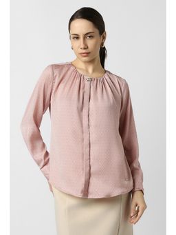 Van Heusen - Women Polyester Geometric Collar Neck Regular Fit Pink Shirt
