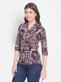 CRIMSOUNE CLUB - Womens Brown Printed Top