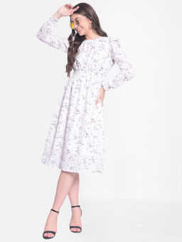 CRIMSOUNE CLUB - Womens White Floral Midi Dress
