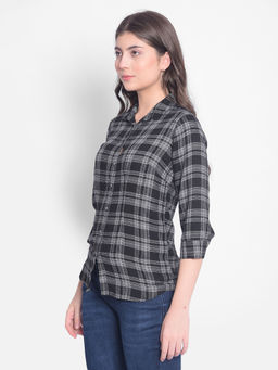 CRIMSOUNE CLUB - Womens Black Checked Shirt