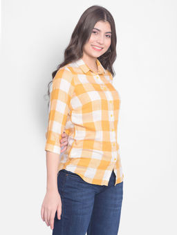 CRIMSOUNE CLUB - Womens Mustard Checked Shirt