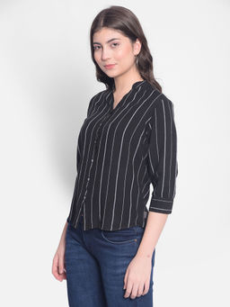CRIMSOUNE CLUB - Womens Black Striped Shirt