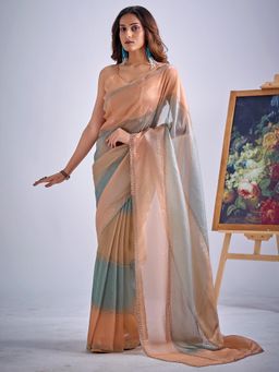 Sareemall - Pure Silk Multicolored Embellished Designer Saree with Unstitched Blouse