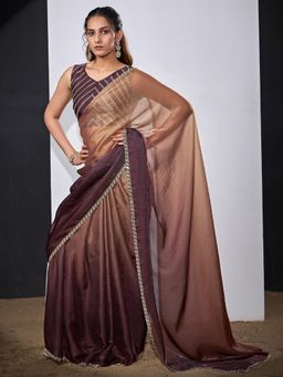 Sareemall - Satin Silk Maroon Embellished Designer Saree with Unstitched Blouse