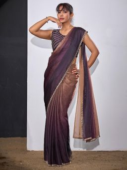 Sareemall - Satin Silk Wine Embellished Designer Saree with Unstitched Blouse