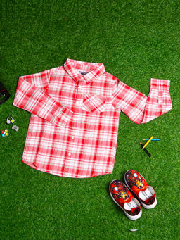 Purple United Kids - Boys Red Checks Shirt