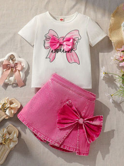 Hopscotch - T-Shirt & Denim Skorts White