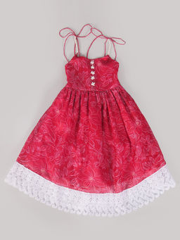 Hopscotch - Lace Casual Knee Length Dress Pink