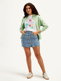 Levi's - Blue Solid Regular Fit Skirt