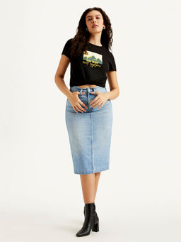Levi's - Blue Solid Slim Fit Skirt