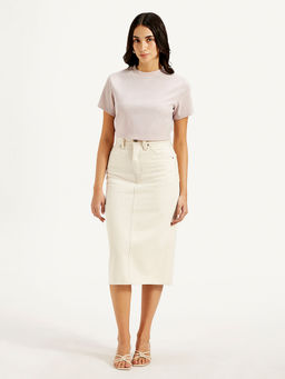 Levi's - Off White Solid Slim Fit Skirt