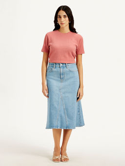 Levi's - Blue Solid A-Line Fit Skirt