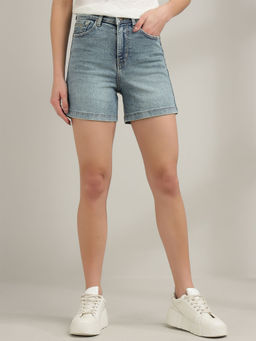 Xpose - Navy Blue Solid Regular Fit Shorts