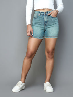 Xpose - Navy Blue Solid Regular Fit Shorts