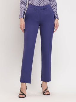 FableStreet - Purple Solid Regular Fit Trouser