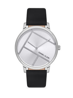 Daniel Klein - Silver Color Leather Strap Watch for Women DK.1.13057-1