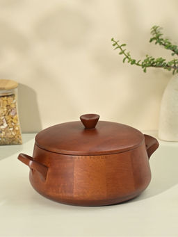Brick Brown - Mahogany Finish Wooden Handi Roti Box