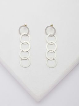 Rhea - Cascading Rings Matt Silver Dangler Earrings