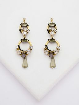 Rhea - Teardrop Art Deco Crystal Dangler Earrings