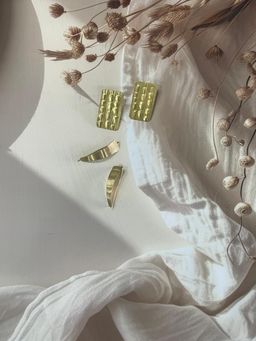 Niska - Adelina Brass Statement Earrings (Pack Of 2)