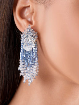 House of D'oro - Handcrafted Dangling Blue Nigella Earrings for Women