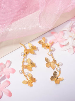 Niscka - Luxe Pearl Gold Plated Butterfly Earring
