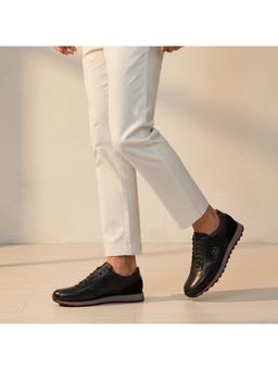 Bugatti - Men Garnet Evo Black Premium Leather Comfort Sneakers