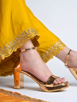 HVNLY by Shoetopia - Radiant Rose Gold Block Heels