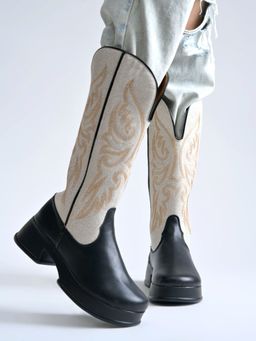 HVNLY by Shoetopia - Rodeo Heritage Embroidered Casual Boots - Multi-Color