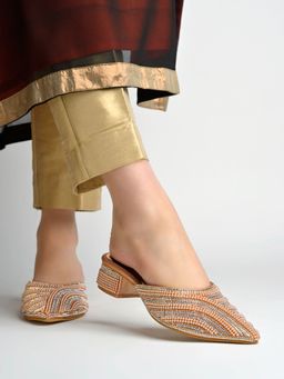 HVNLY by Shoetopia - Imperial Pearl and Crystal Embellished Mules Heels - Multi-Color