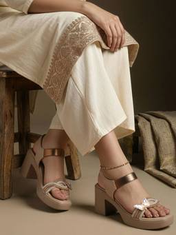 Iconics - Women Rose Gold Block Heels