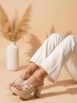 Iconics - Women Cream Block Heels