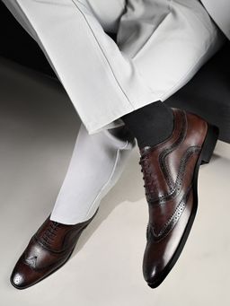 Louis Stitch - Men Brunette Brown Egyptian Crust Leather Formal Brogues