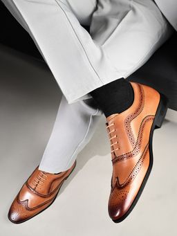 Louis Stitch - Men Russet Tan Egyptian Crust Leather Formal Brogues