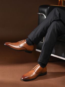 Louis Stitch - Men Russet Tan Italian Crust Leather Formal Derbies