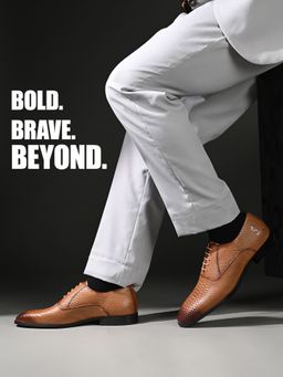 Louis Stitch - Men Russet Tan Egyptian Crust Leather Formal Oxfords