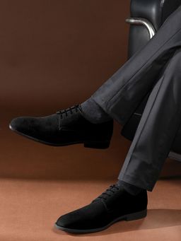 Louis Stitch - Men Jet Black Casual Lace-Up Derbies