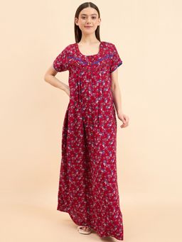 Sweet Dreams - Women Printed Half Sleeves Nightdress