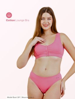 Zelena - Maternity Ribbed Cotton Pink Bra for Breastfeeding