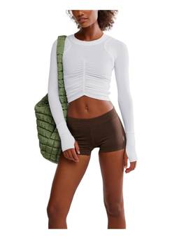 Free People Movement - White Tempo Ruched Full Sleeves Crop Top