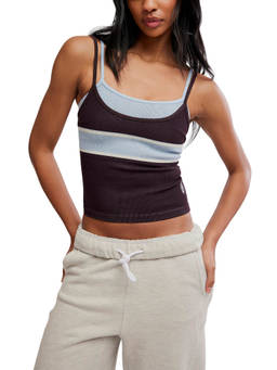 Free People Movement - Brown All Clear Coastline Stripes Crop Top